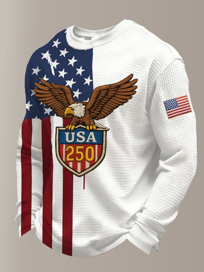 Men's Retro 250th Anniversary Print Casual Long-Sleeved Top