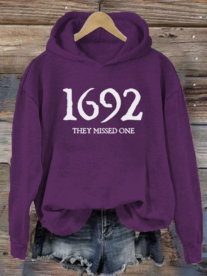 Women's 1692 They Missed One Salem Witch Printed Hoodie