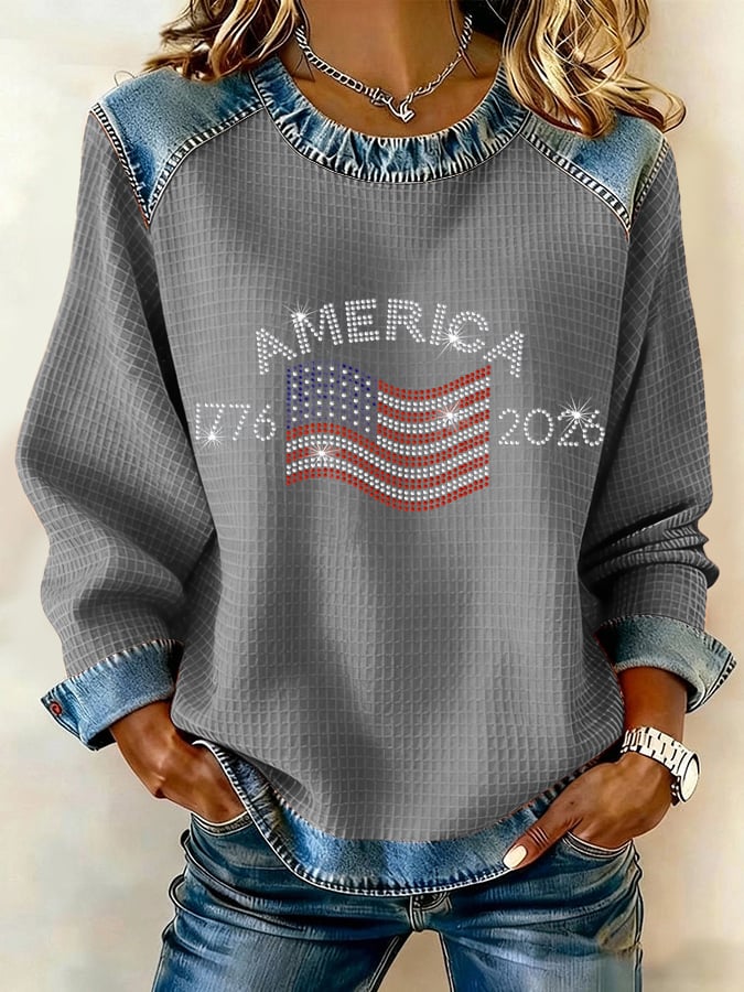 Women's 250th Anniversary Patchwork Casual Sweatshirt
