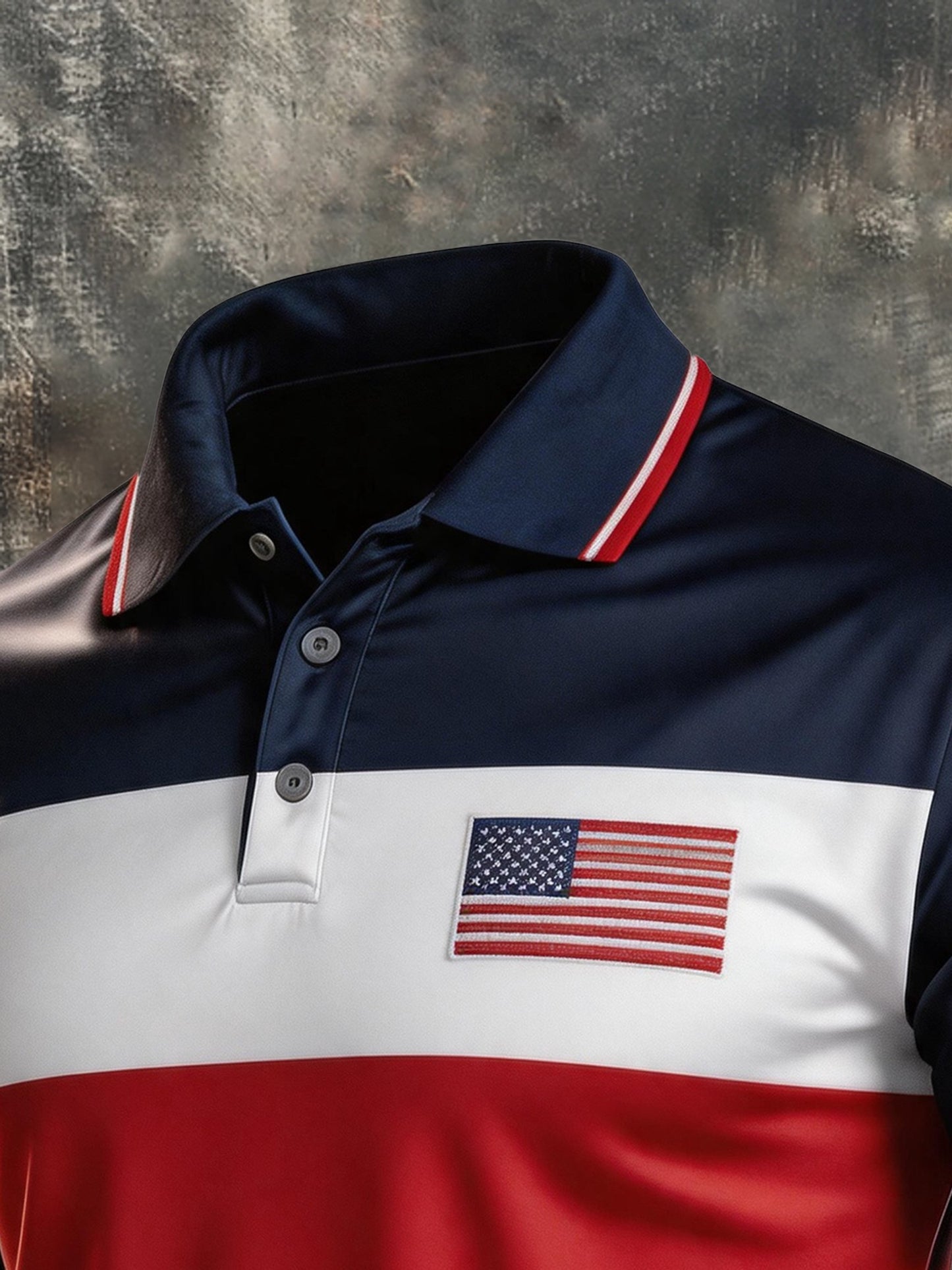Men's Retro "Patriot" Color-Block Short-Sleeve Polo Shirt