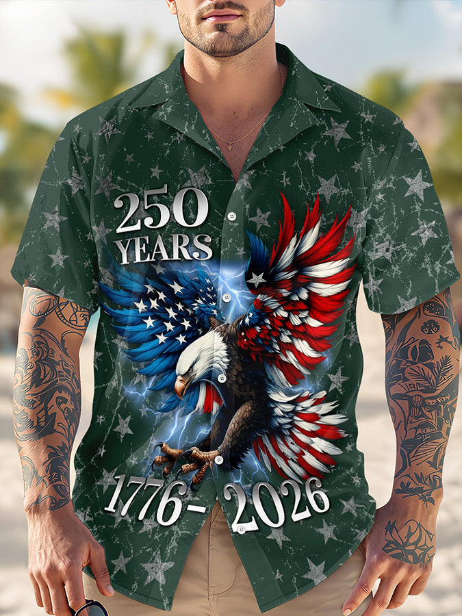 Men's 250 Years Day Printed Casual Collar Shirt