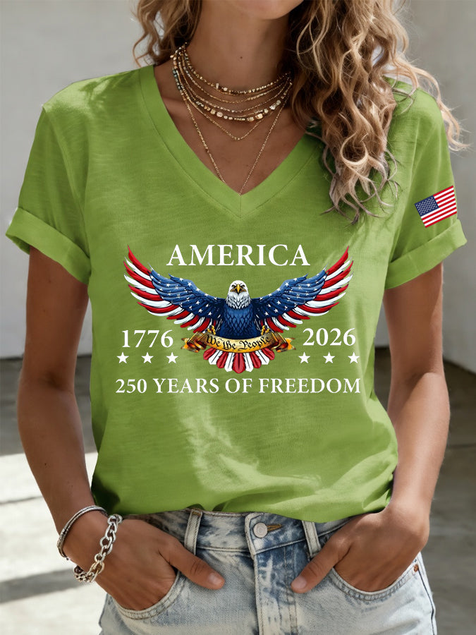 Women'S 250Th Anniversary Independence Day Printed T-Shirt