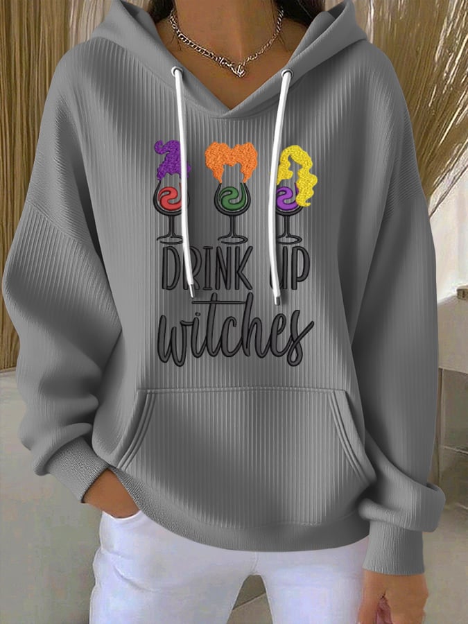 🔥HOT SALE🔥Women'S Drink Up Witches Print Casual Hoodie