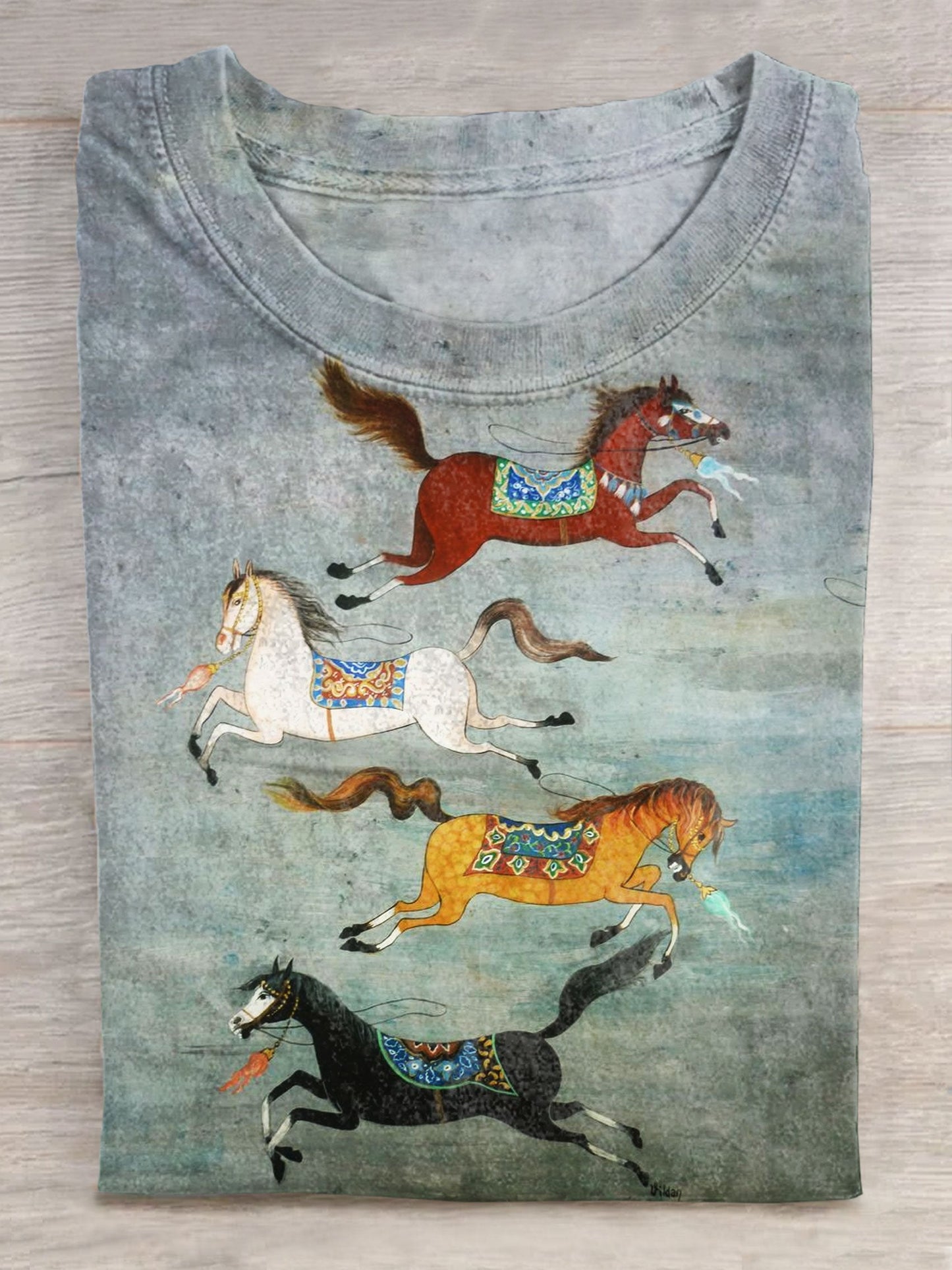Horse Art Print Short Sleeve Casual T-shirt