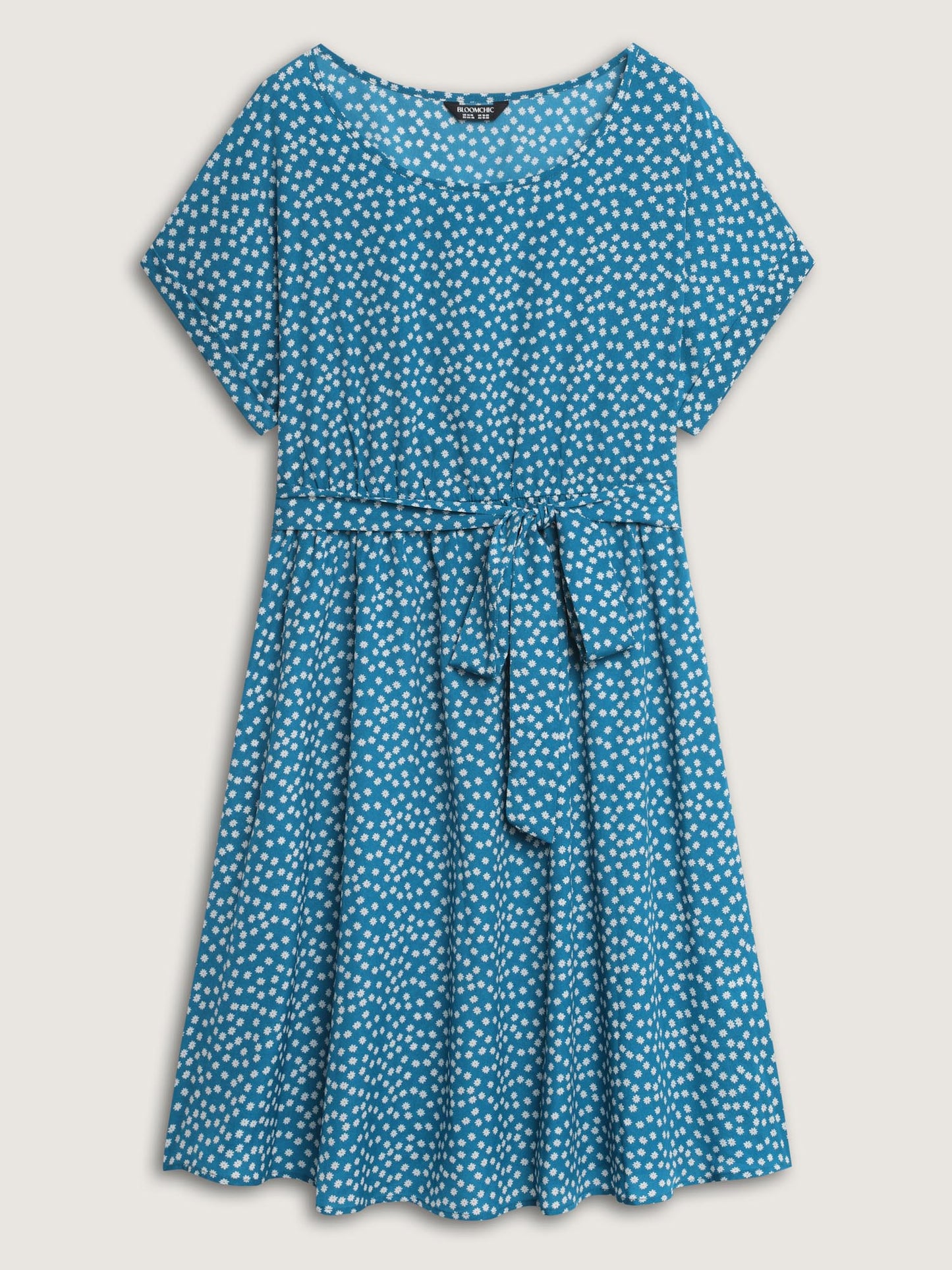 Micro Floral Print Belted Mini Dress
