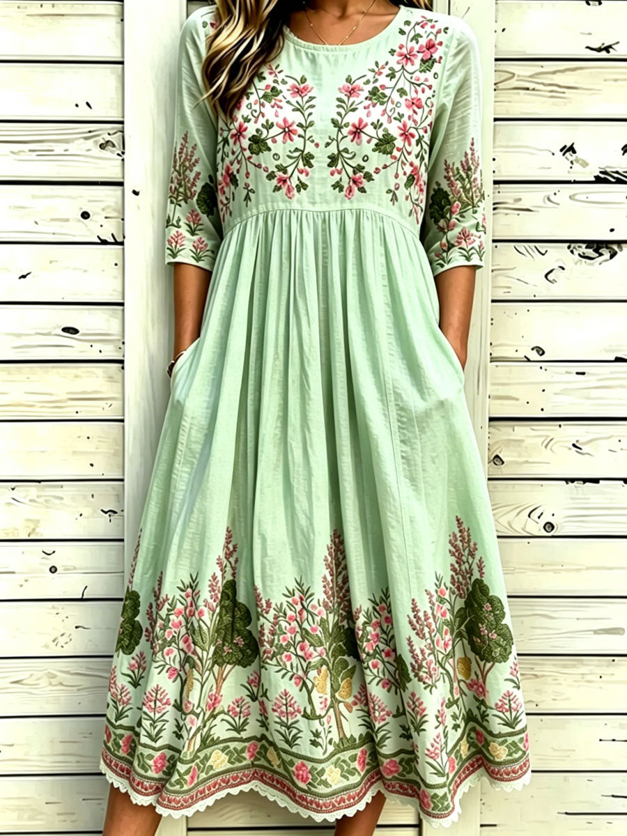 Women'S Casual Plant Flower Art Printed Art Dress