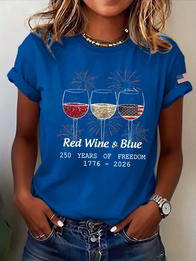 Women's Casual USA 250th Anniversary Print Short-Sleeve T-Shirt