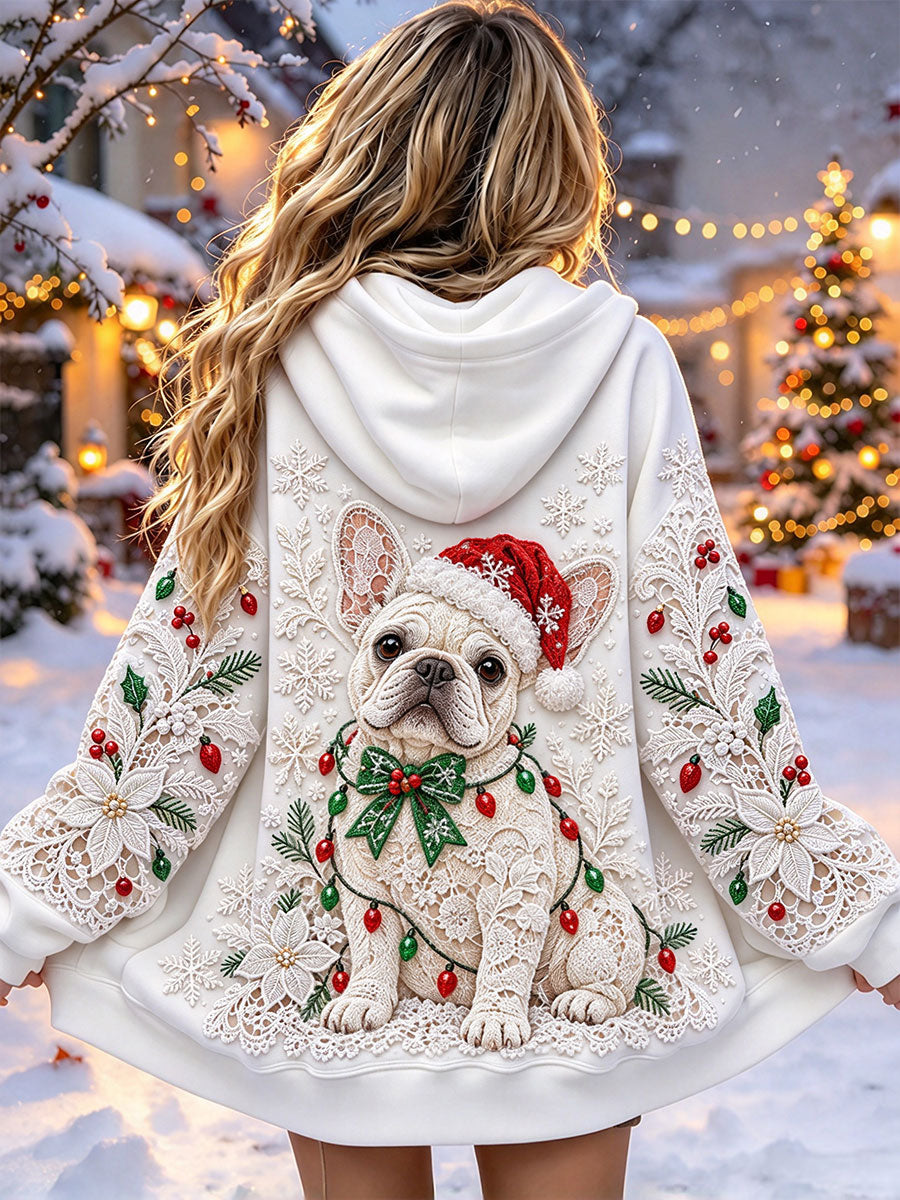 Women's Christmas French Bulldog Print Jackets