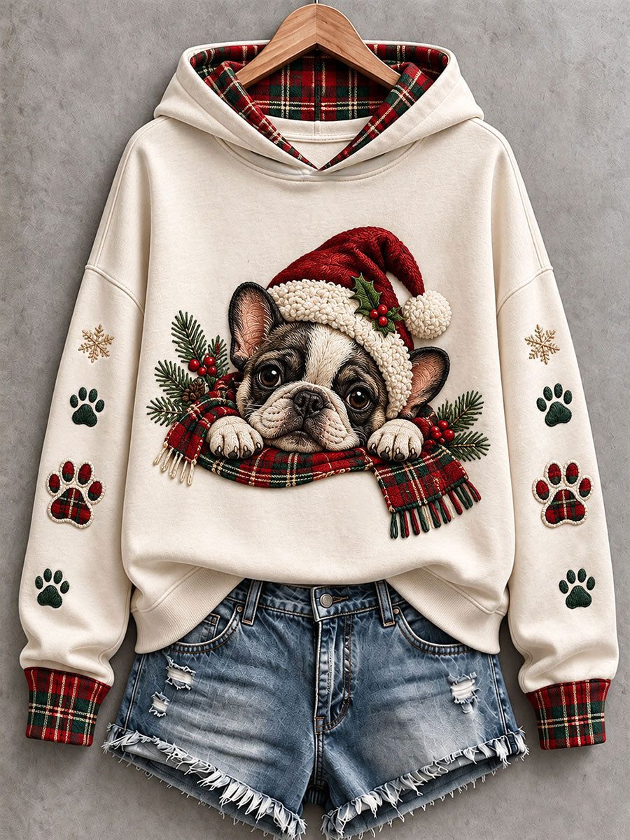 Women's Cute French Bulldog Christmas Hoodie