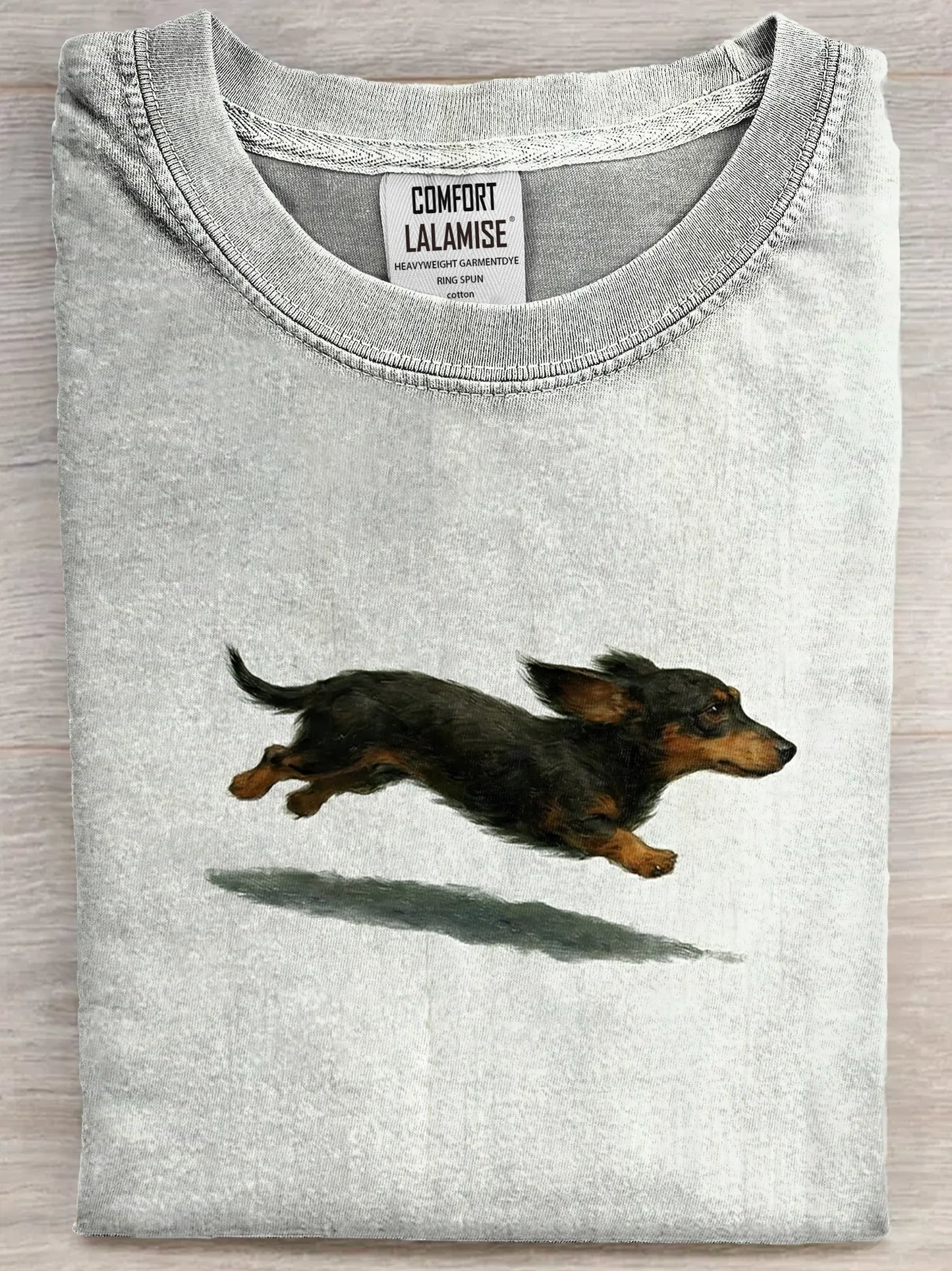 Funny Retro Cute Running Dog Art Print Casual Cotton Short Sleeve T-shirt