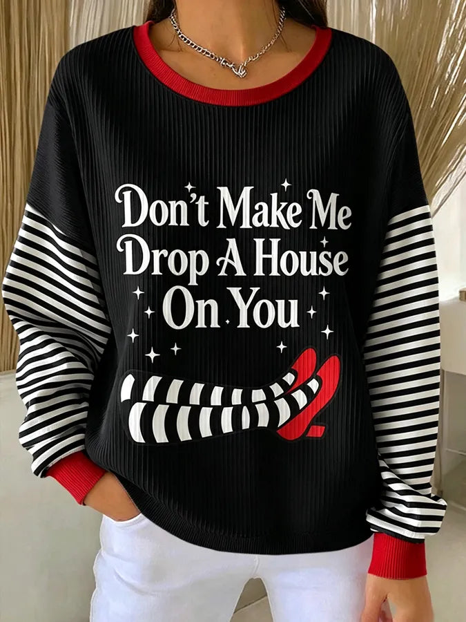 Women's Halloween Witch Print Long-Sleeve Knit Top
