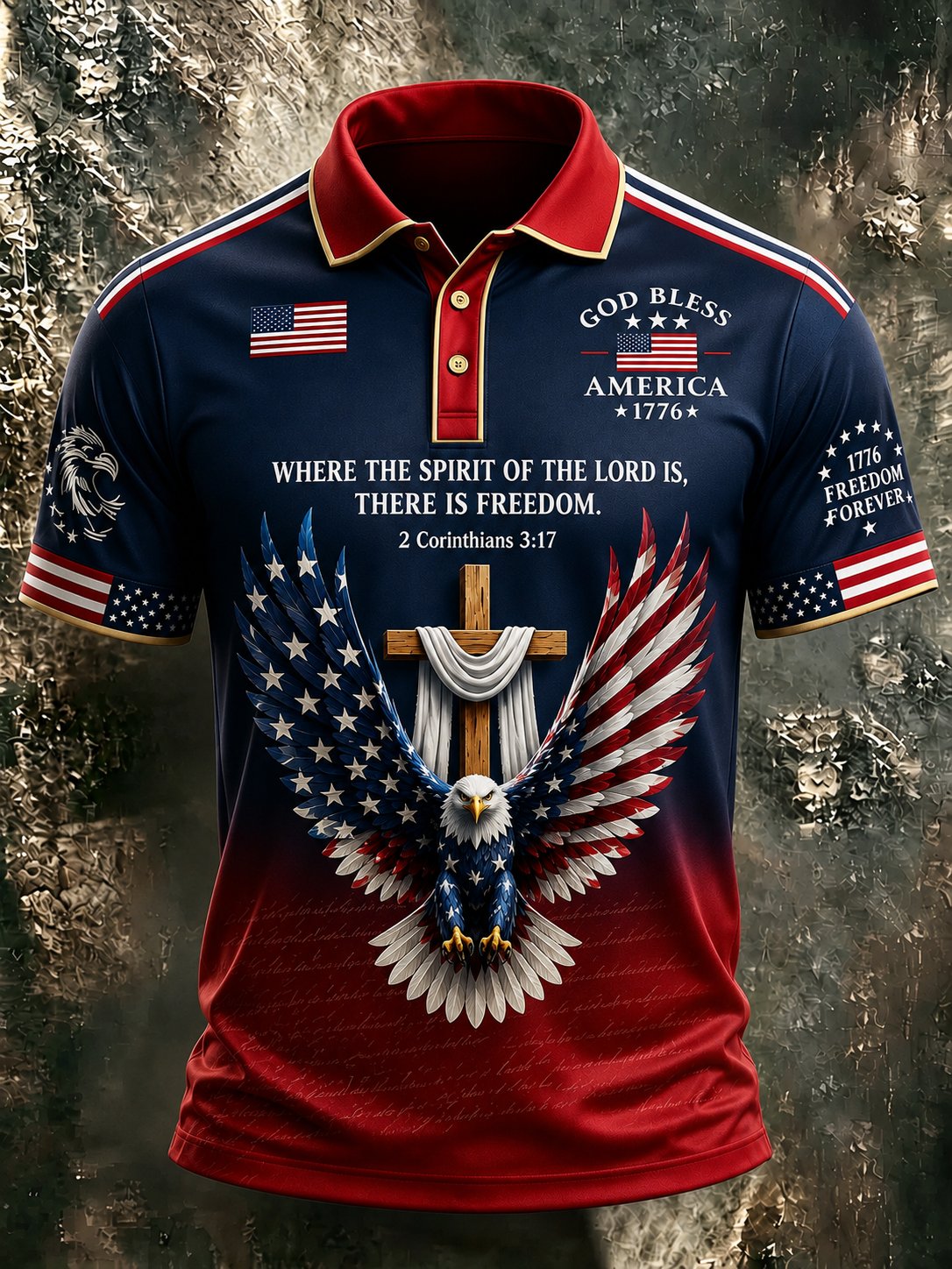 Men's Casual Faith Graphic Print Short Sleeve Polo Shirt