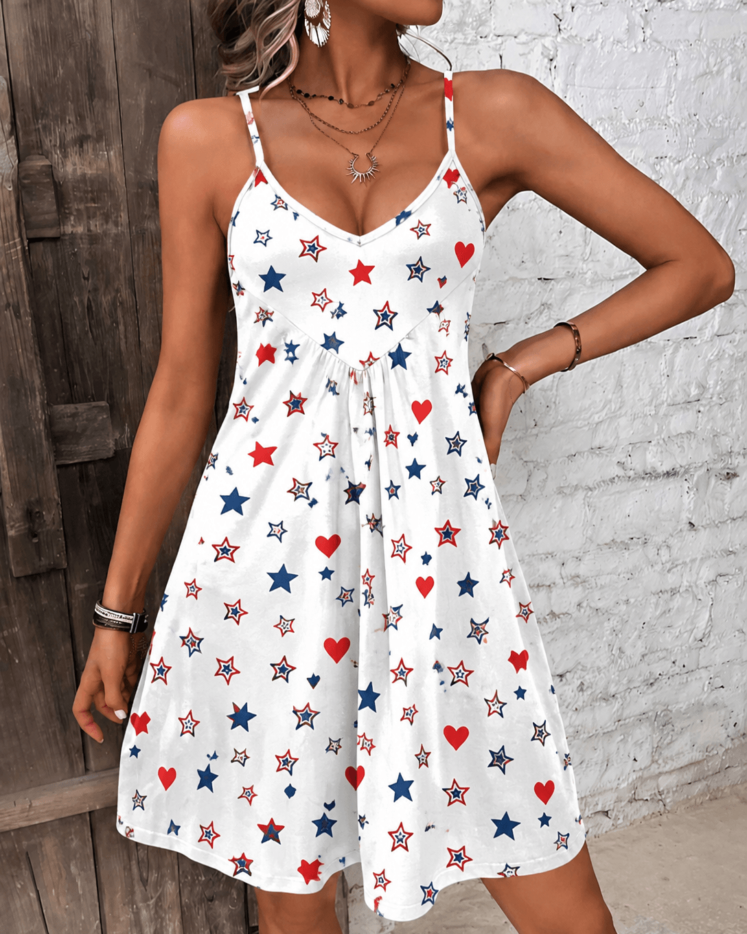 250th Anniversary Star and Heart Print Cami Mini Dress
