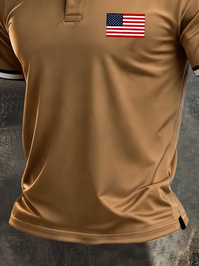Men's Retro "Patriot" Color-Block Short-Sleeve Polo Shirt