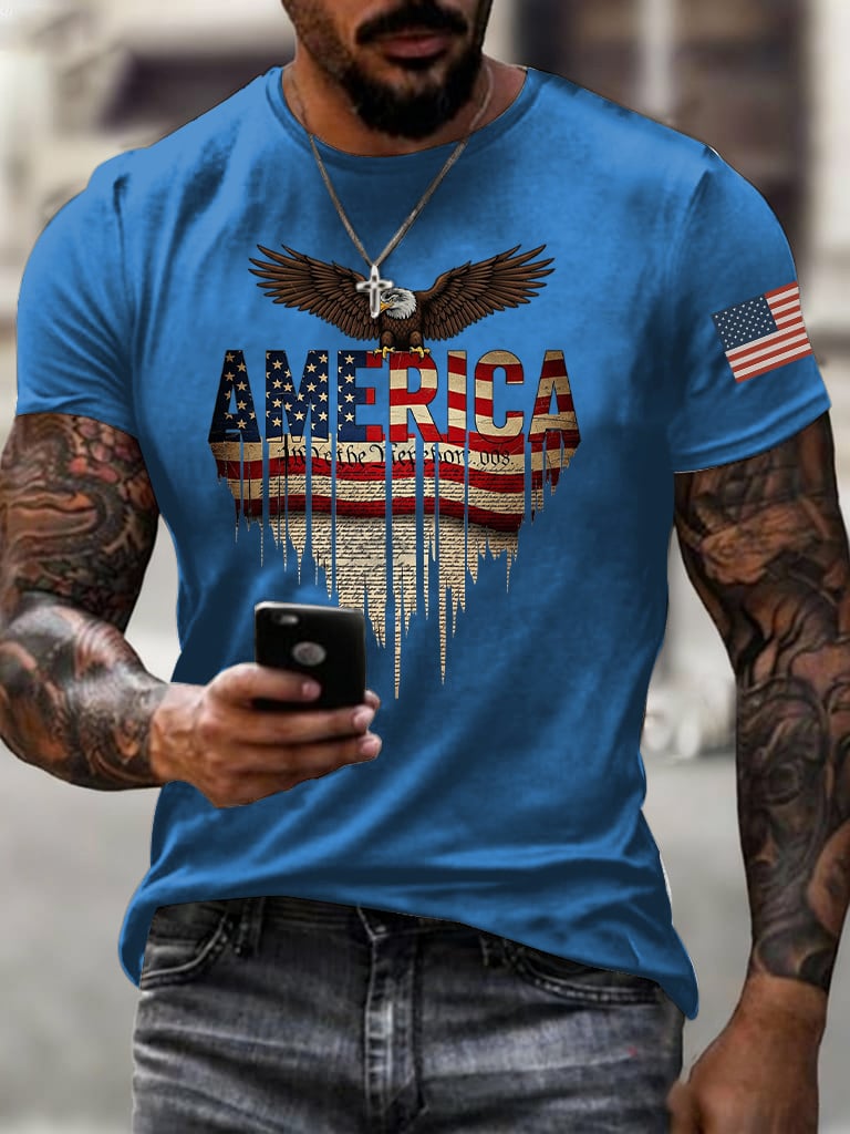 Men's Casual 250th Anniversary Commemorative National Flag T-shirt