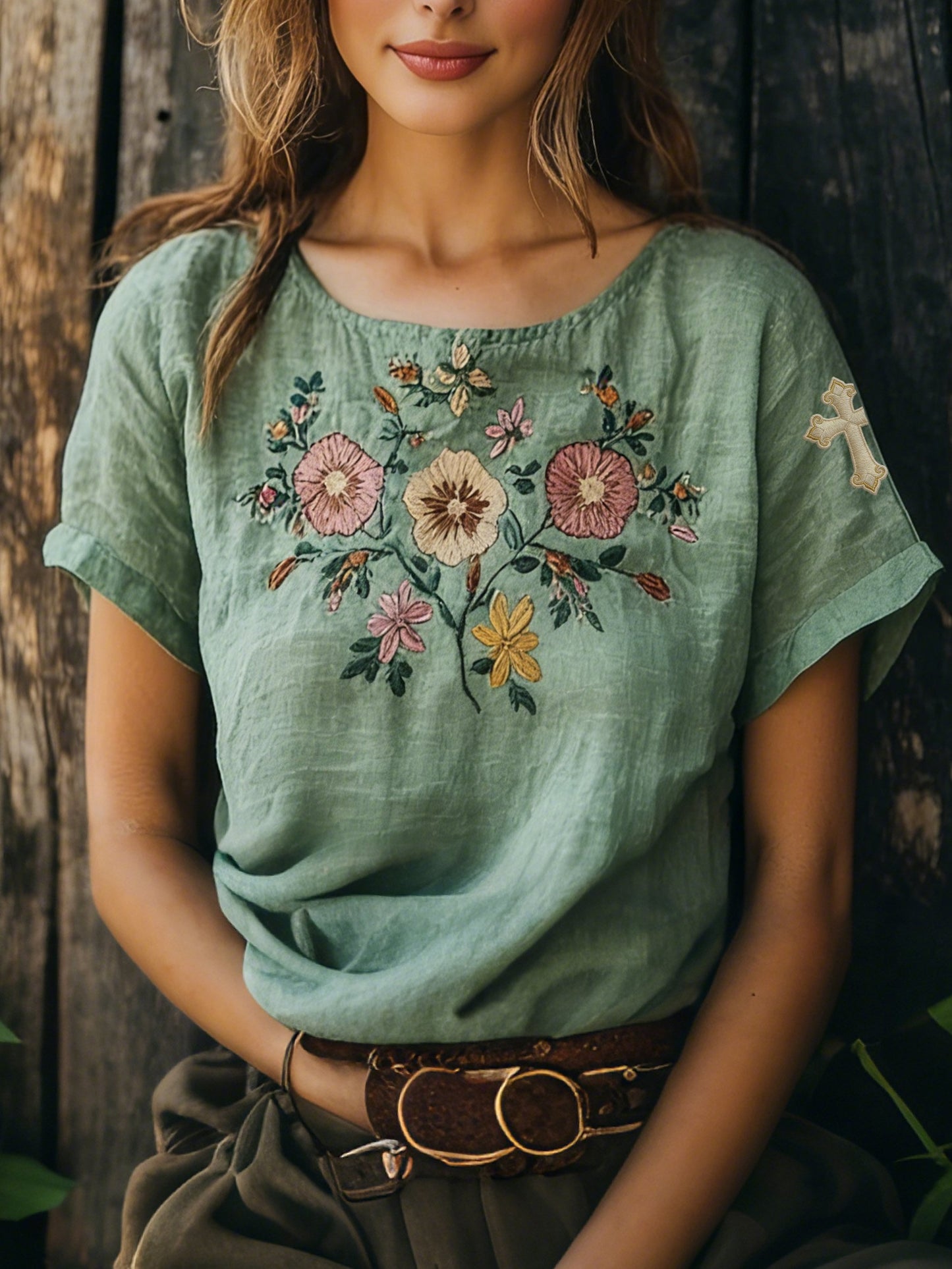 Women's Retro Floral Print Casual Top