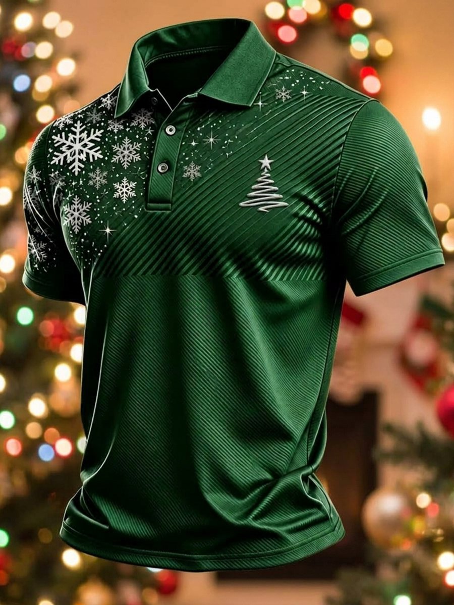 Men's Casual Christmas Short-Sleeve Polo Shirt