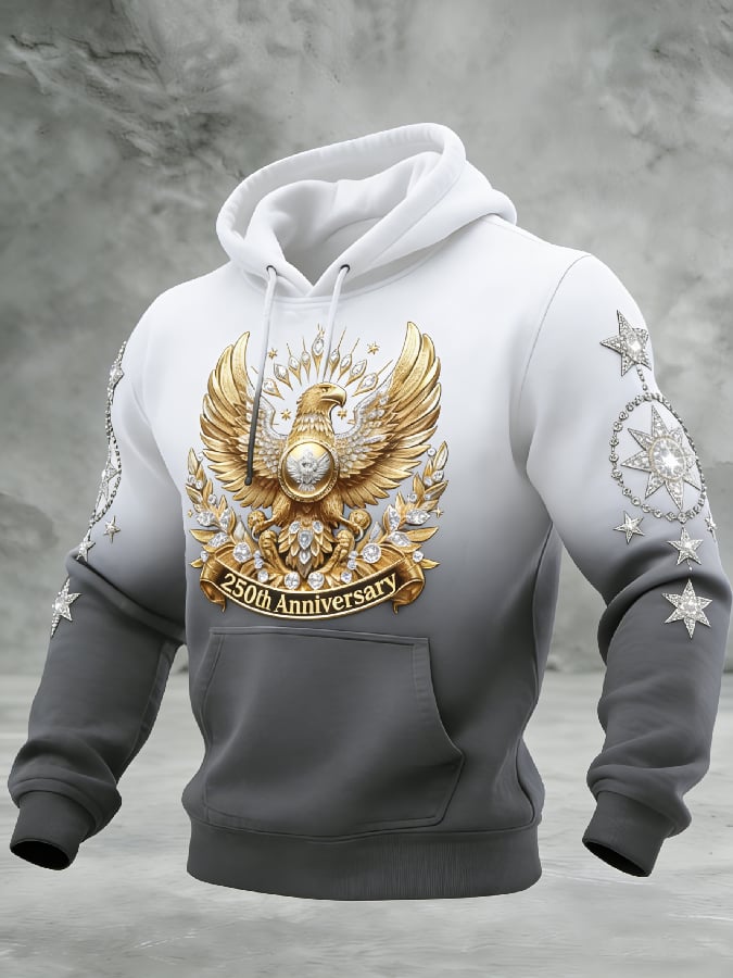 Men's Casual American 250th Anniversary Print Sweatshirt