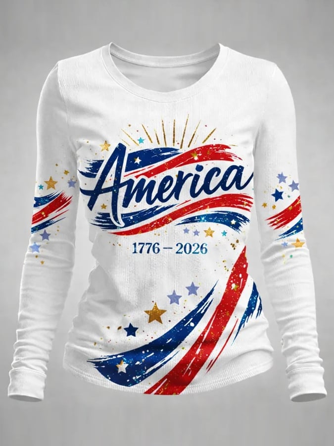 Women'S Casual American 250th Anniversary Print Sweatshirt