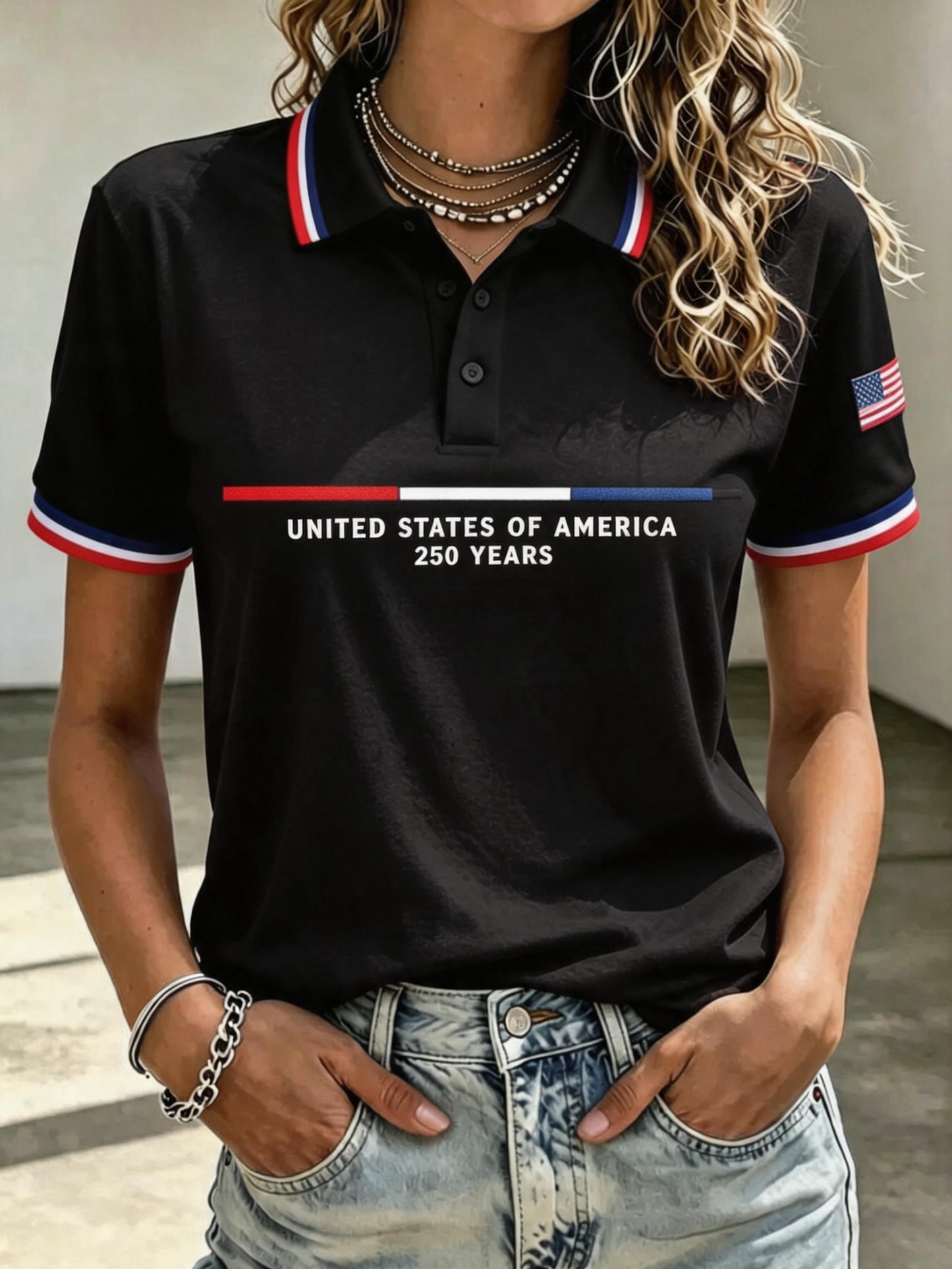 Women'S Independence Day Print Short-Sleeve Top