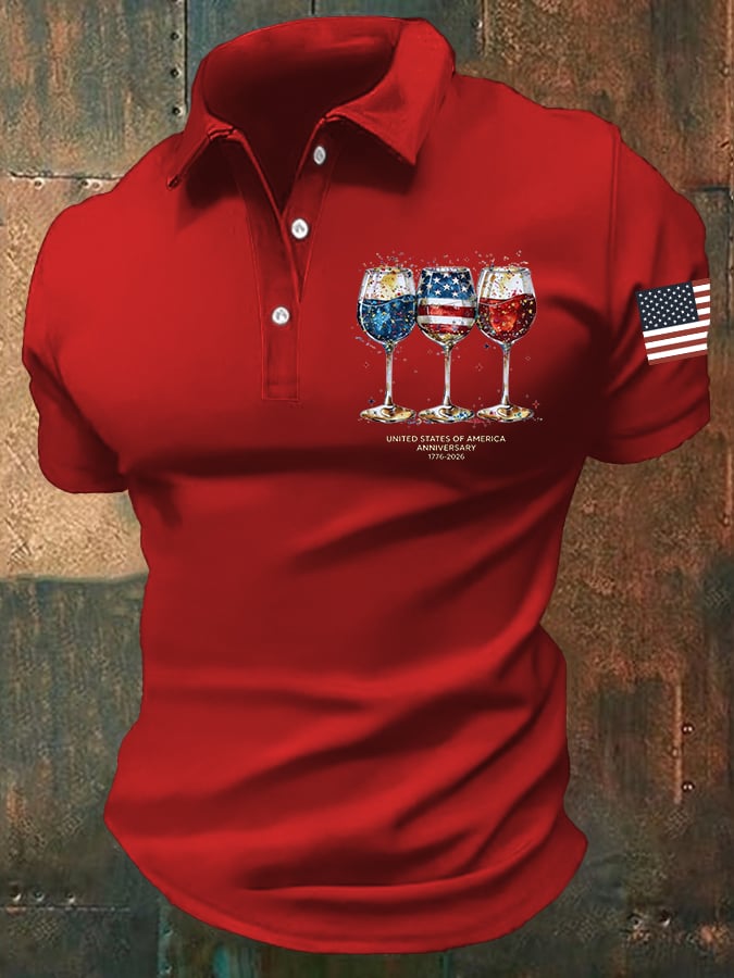 Men's America 250th Anniversary Print Casual Polo Shirt