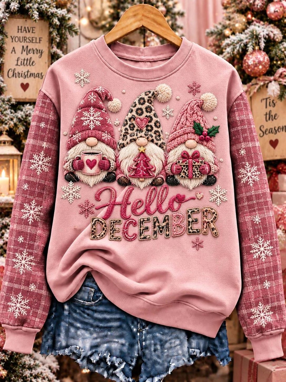 Women's Casual Christmas Print Long-Sleeved Sweatshirt