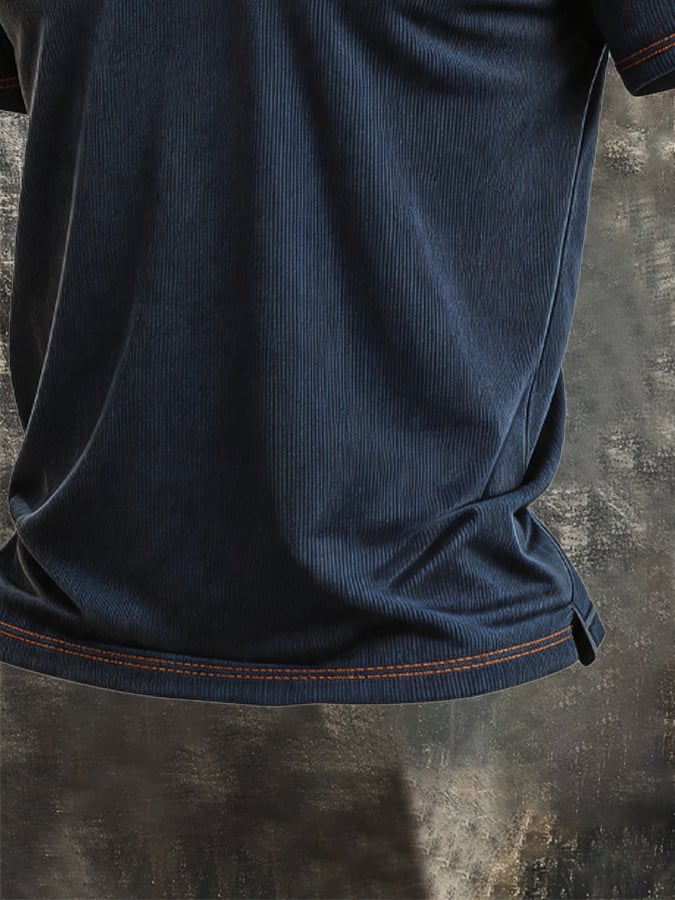 Men's Retro Ribbed Stretch Knit T-Shirt