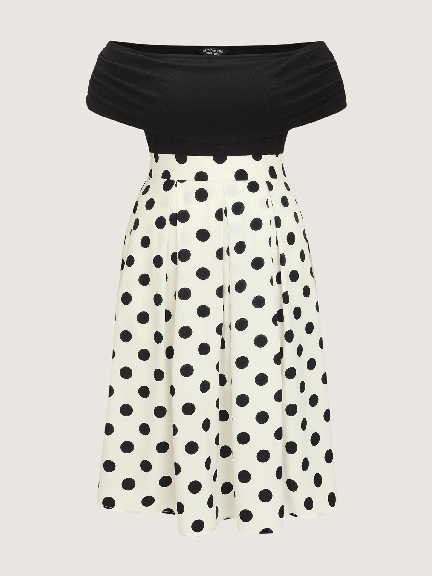 Polka Dot Charm Off-Shoulder Midi Dress