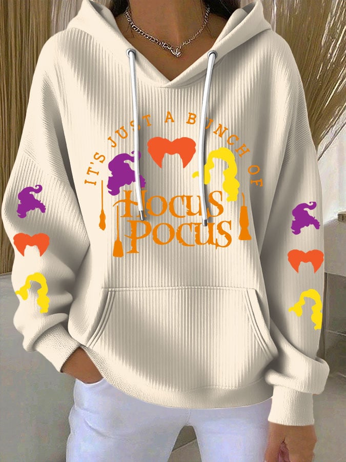 🔥HOT SALE🔥Women's Halloween Witch Print Casual Hooded Sweatshirt