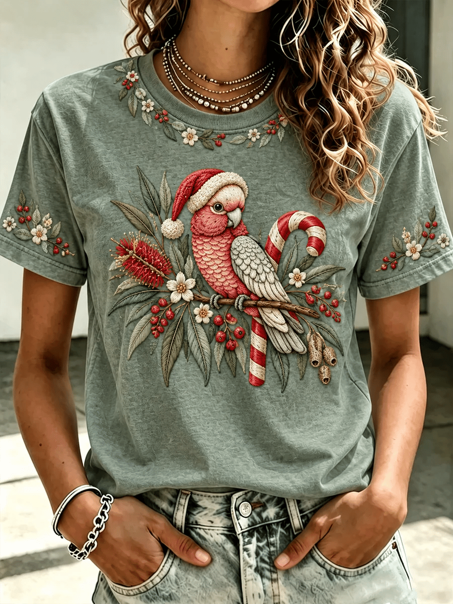 Women's Australian Christmas Print Short-Sleeve T-Shirt