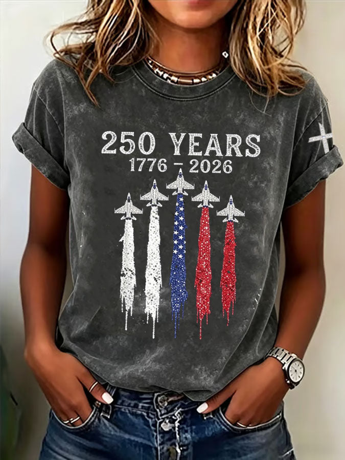 Women'S America Flag Printed Casual T-Shirt