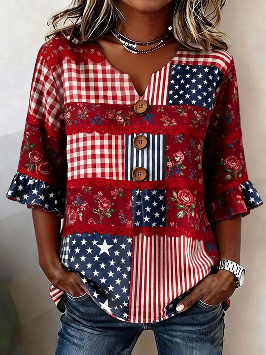 🔥Buy 3 Get 10% Off🔥Women's casual patriotic printed top