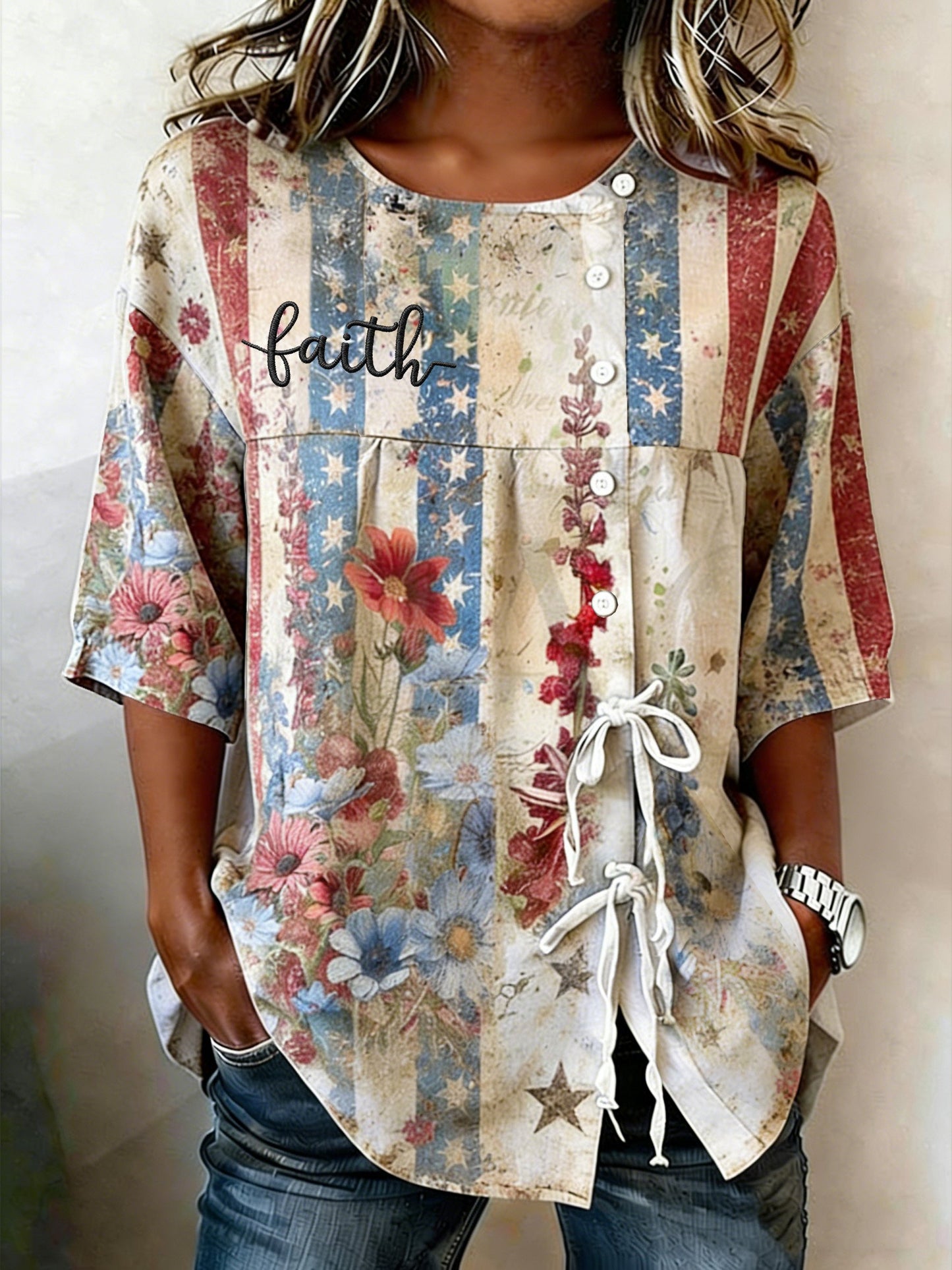Women's Vintage 250th Anniversary Commemorative Printed Top