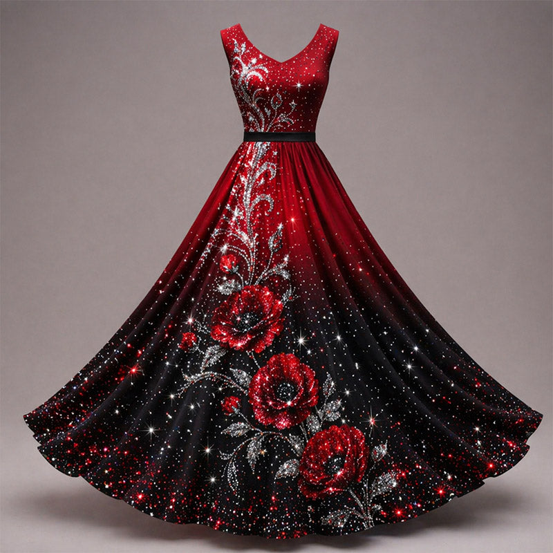 Women's With Poppy Floral Art Print Casual Dress