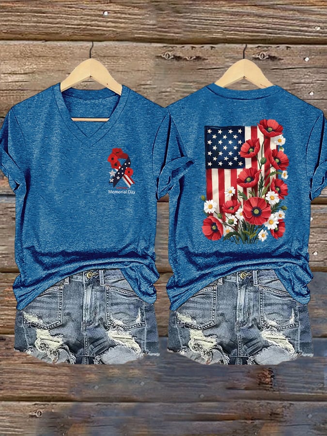 Women's Casual Memorial Day Printed Short-Sleeve T-Shirt