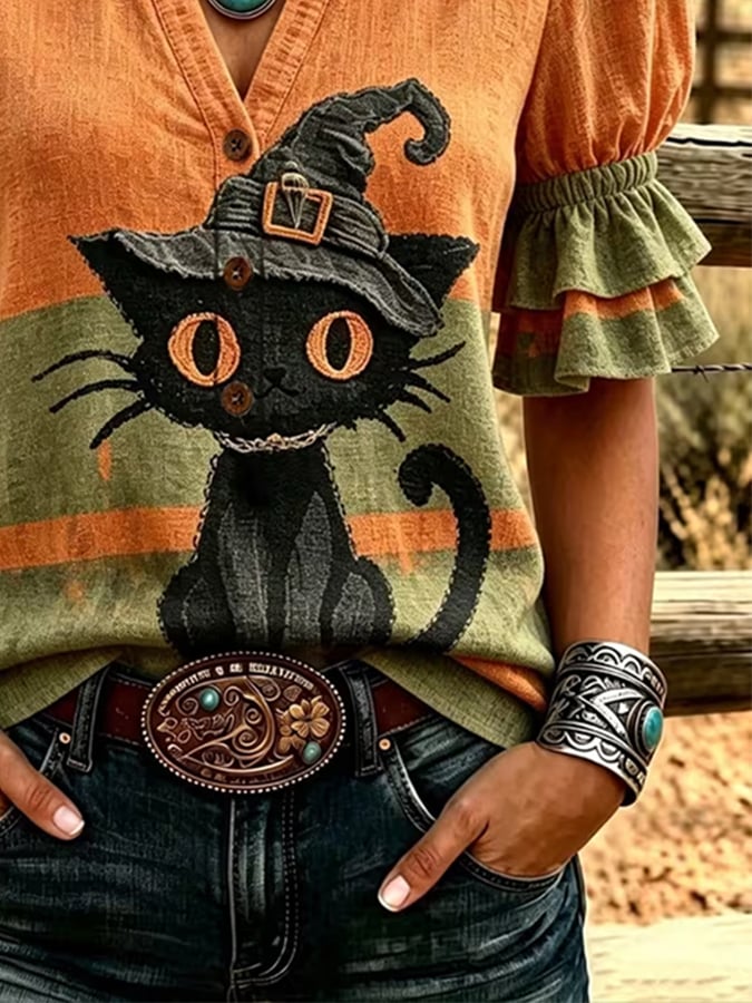 Women's Halloween Print Shirt