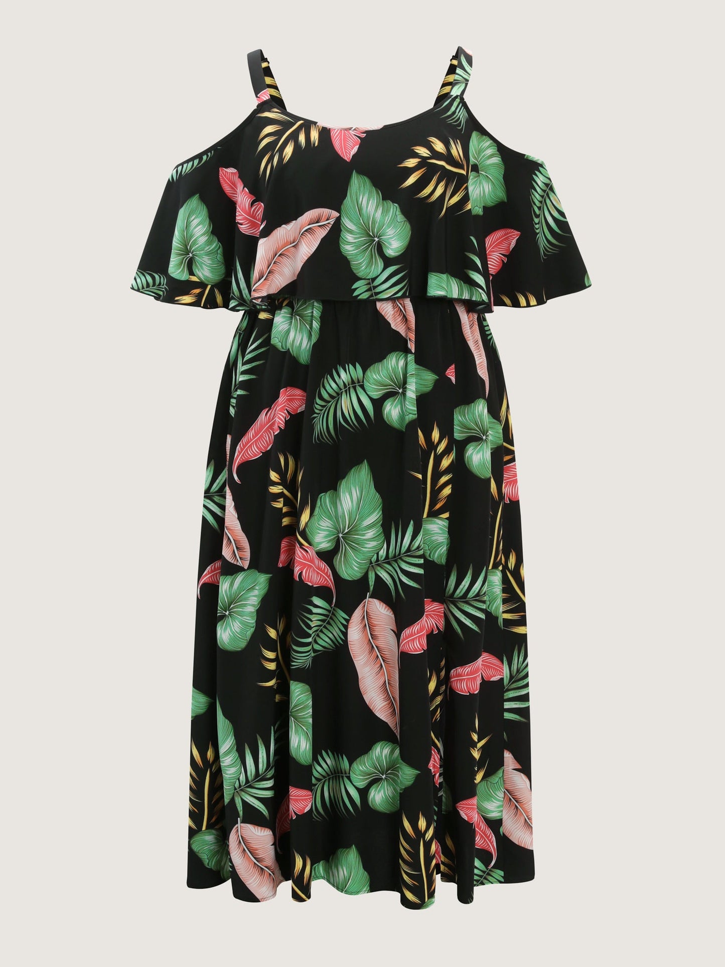 Tropical Pattern Off-Shoulder Maxi Dress