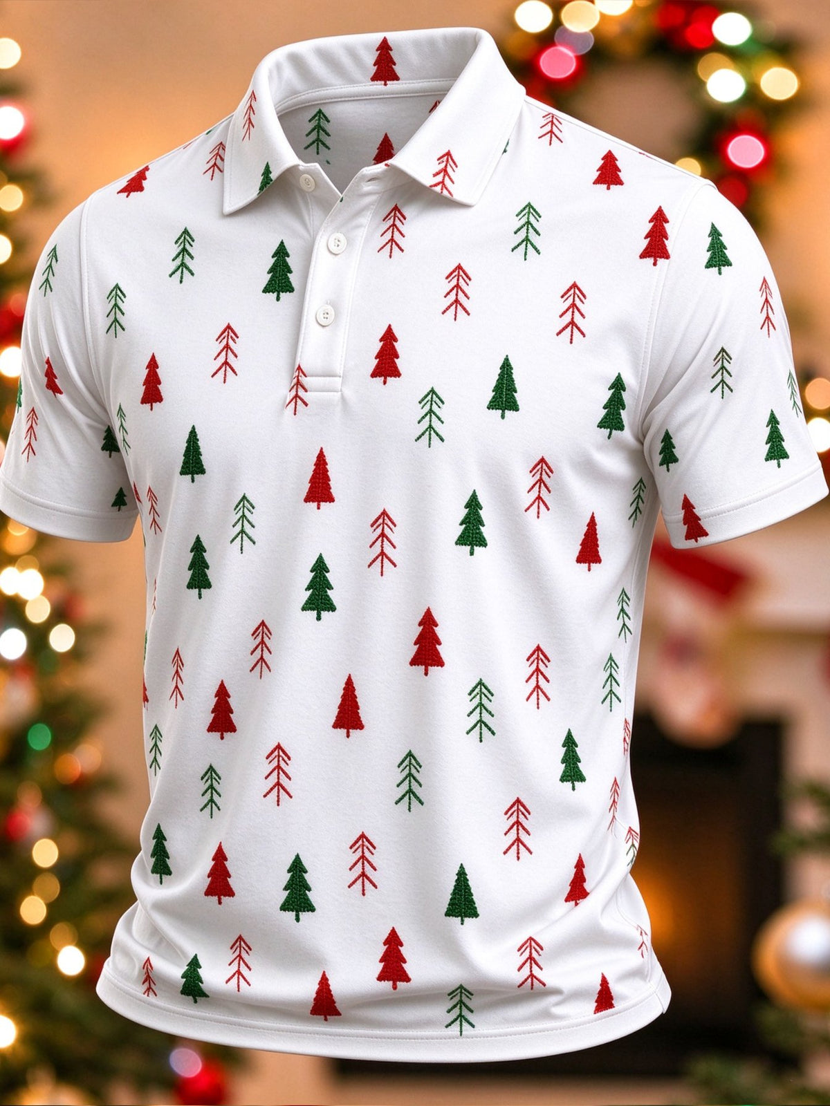 Men's Casual Christmas Print Polo Shirt