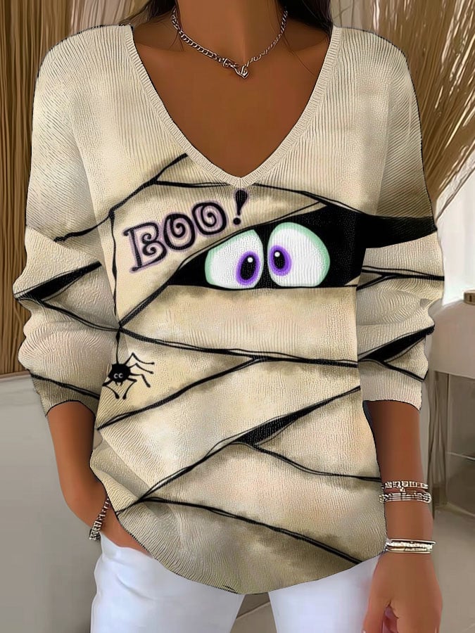 🔥Buy 2 Get 10% Off🔥Women'S Retro Halloween Peek Monster Print T-Shirt