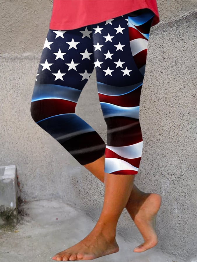 Women's Retro National Flag Print Casual Leggings