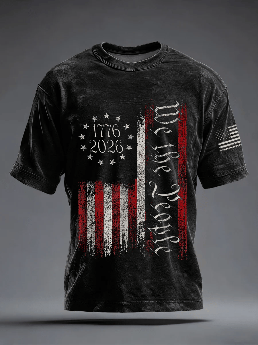 Men's USA 1776-2026 Print Casual T-Shirt