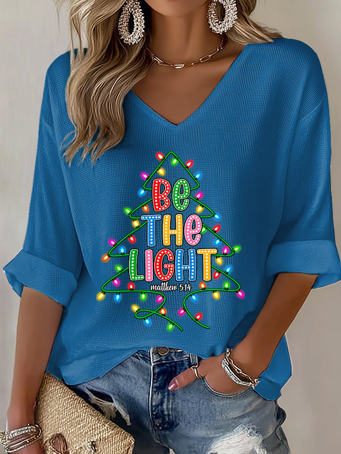 Women's Casual Printed Waffle Top