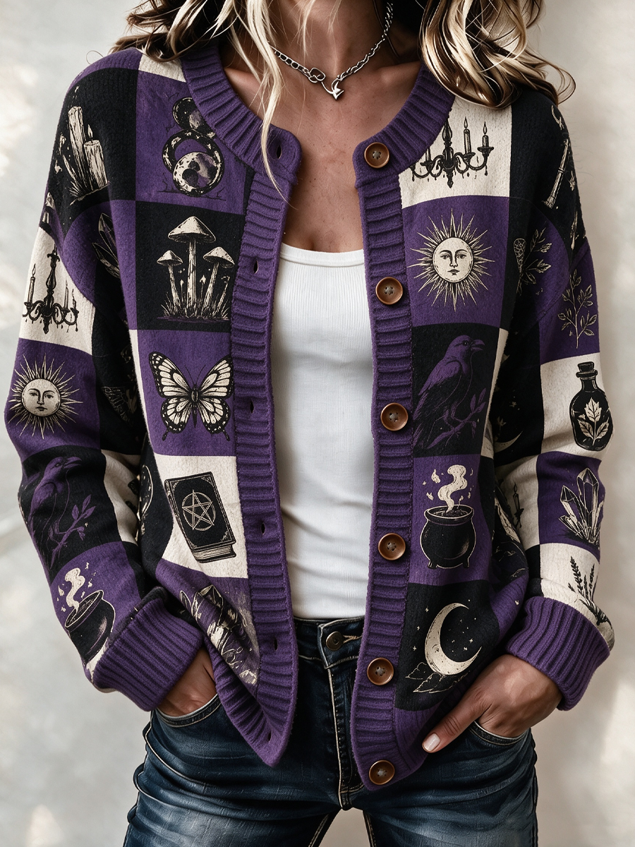 Women'S Halloween The Witching Hour Knitted Cardigan Top