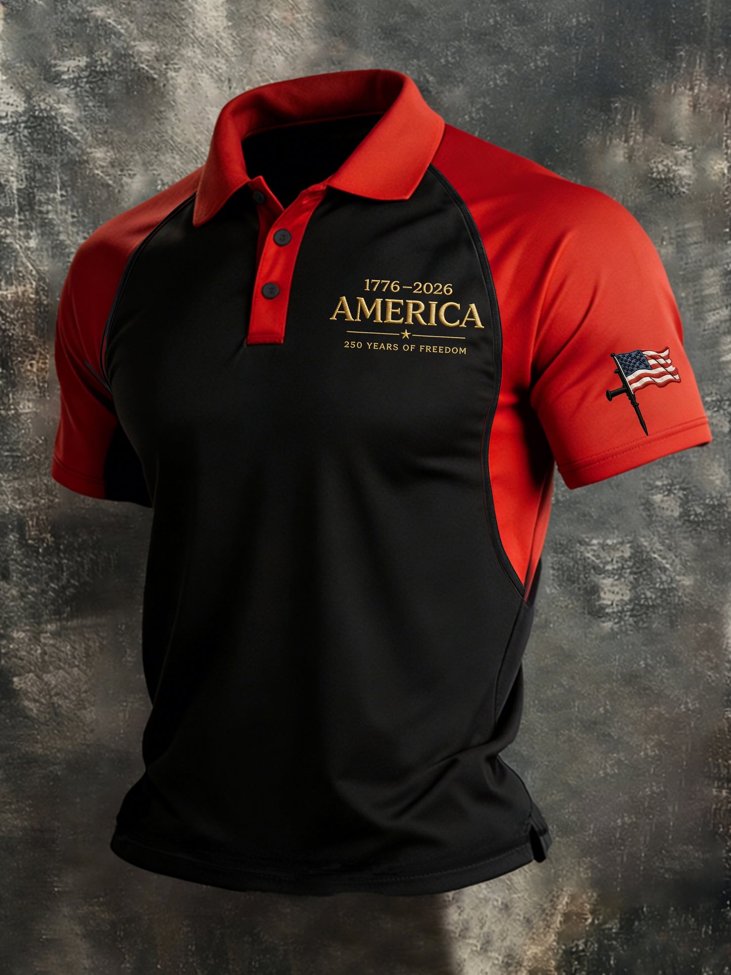 Men's Patriotic Print Polo Shirt