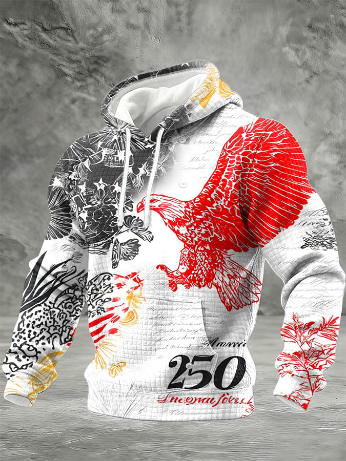 Men'S Casual Hoodie With American 250th Anniversary Print