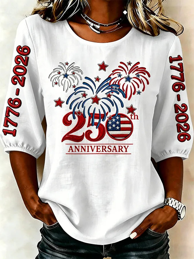 Women'S 250Th Anniversary Printed Round Neck T-Shirt From The United States