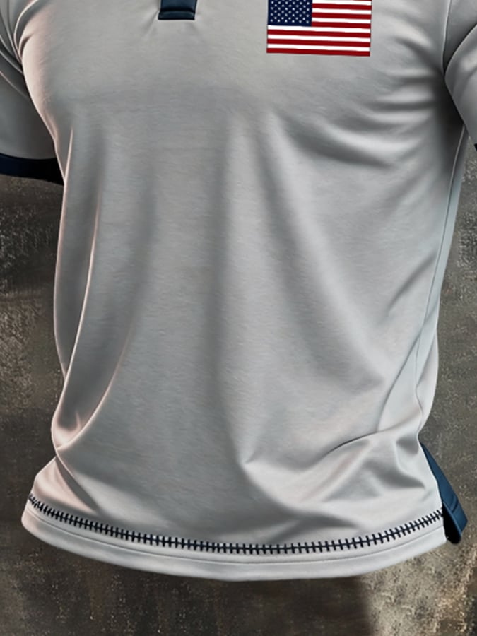 Men's Retro "Patriot" Color-Block Short-Sleeve Polo Shirt