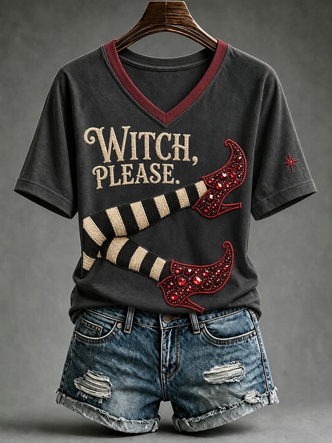 Women'S Casual Halloween Print V-Neck Top