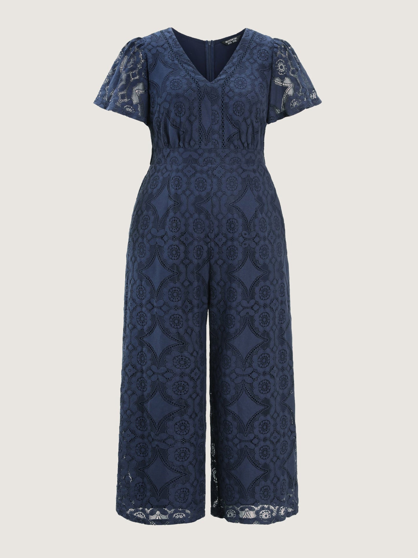 Floral Lace Sheer Stretchy Waist Jumpsuit