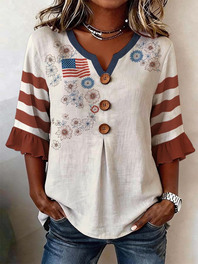 Women'S Casual 250th Anniversary Floral Print Top